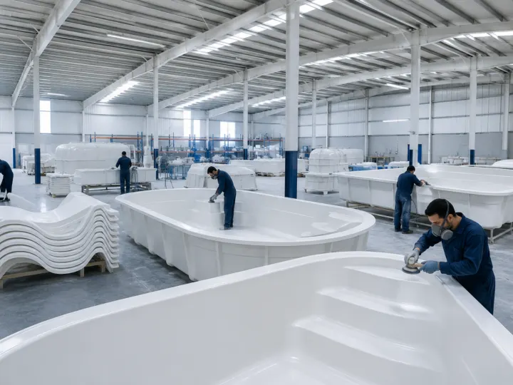 Fiberglass products production hall